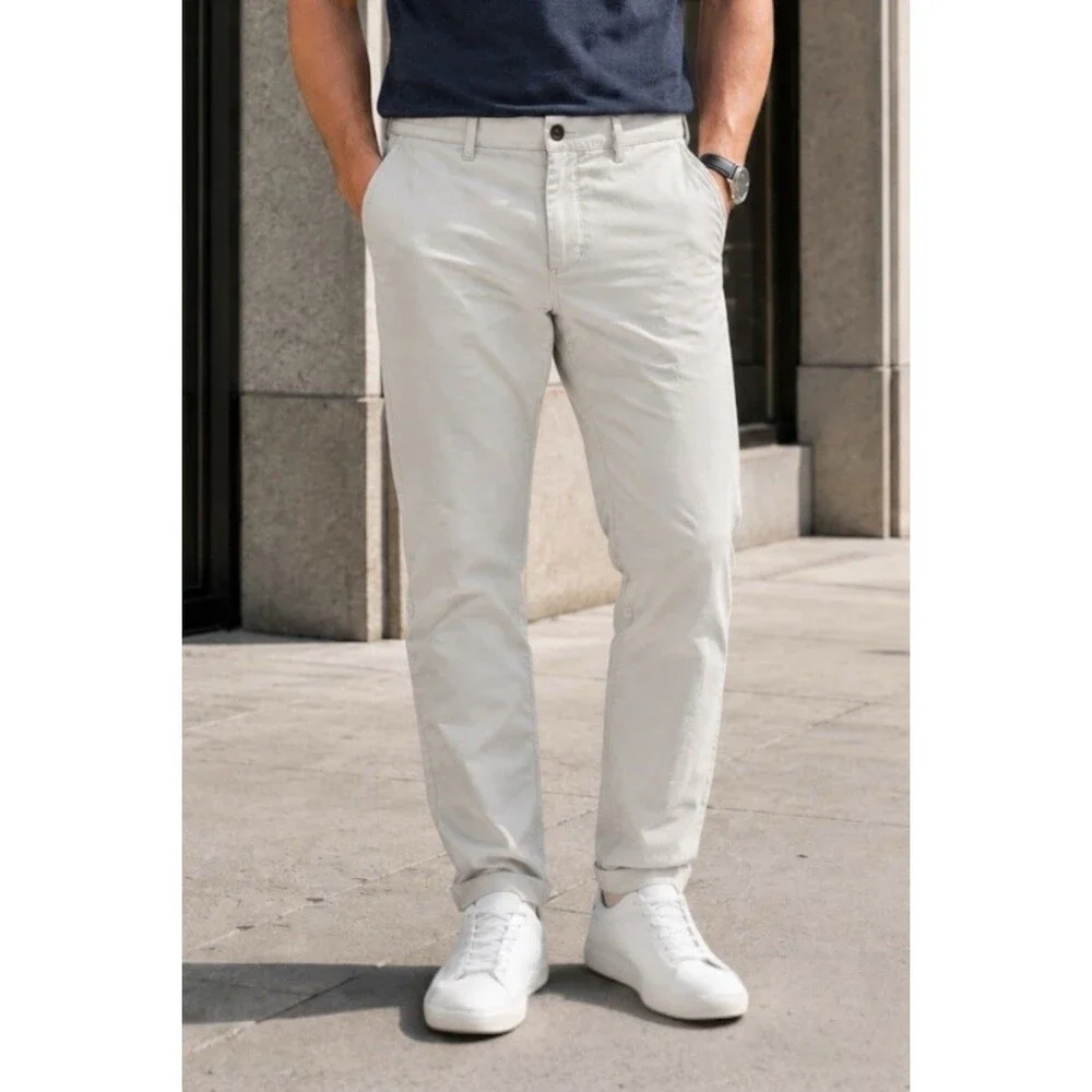 J Crew Chino Pants Mens 36x32 Gray Stone Cotton Stretch Slim Fit Office CO399